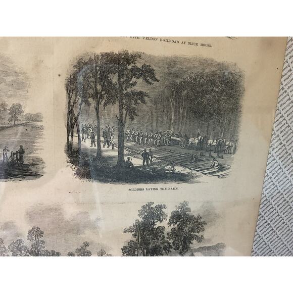 Antique Military Civil War 1864 Frank Leslie's Grant’s Railroad Newspaper 1800s - Picture 8 of 11